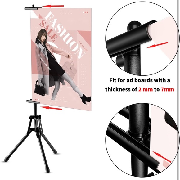 2 Pack Double-Sided Sign 🪧 Holder Advertising Display Tripod Poster Stand - Picture 7 of 9